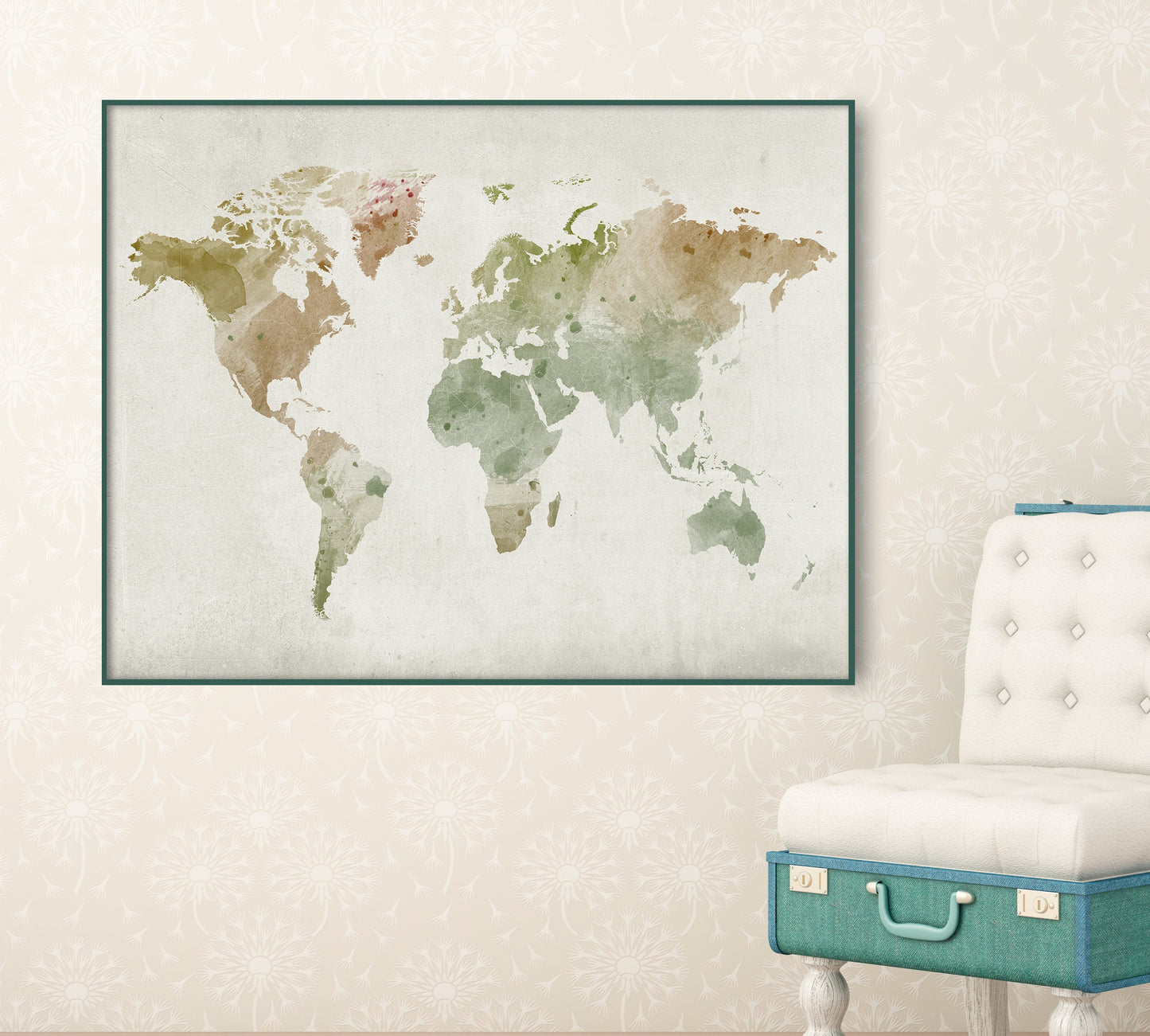World map - World map print - World map art - World map watercolor - World map pastel - Map gift decor - home decor GGmap - World map