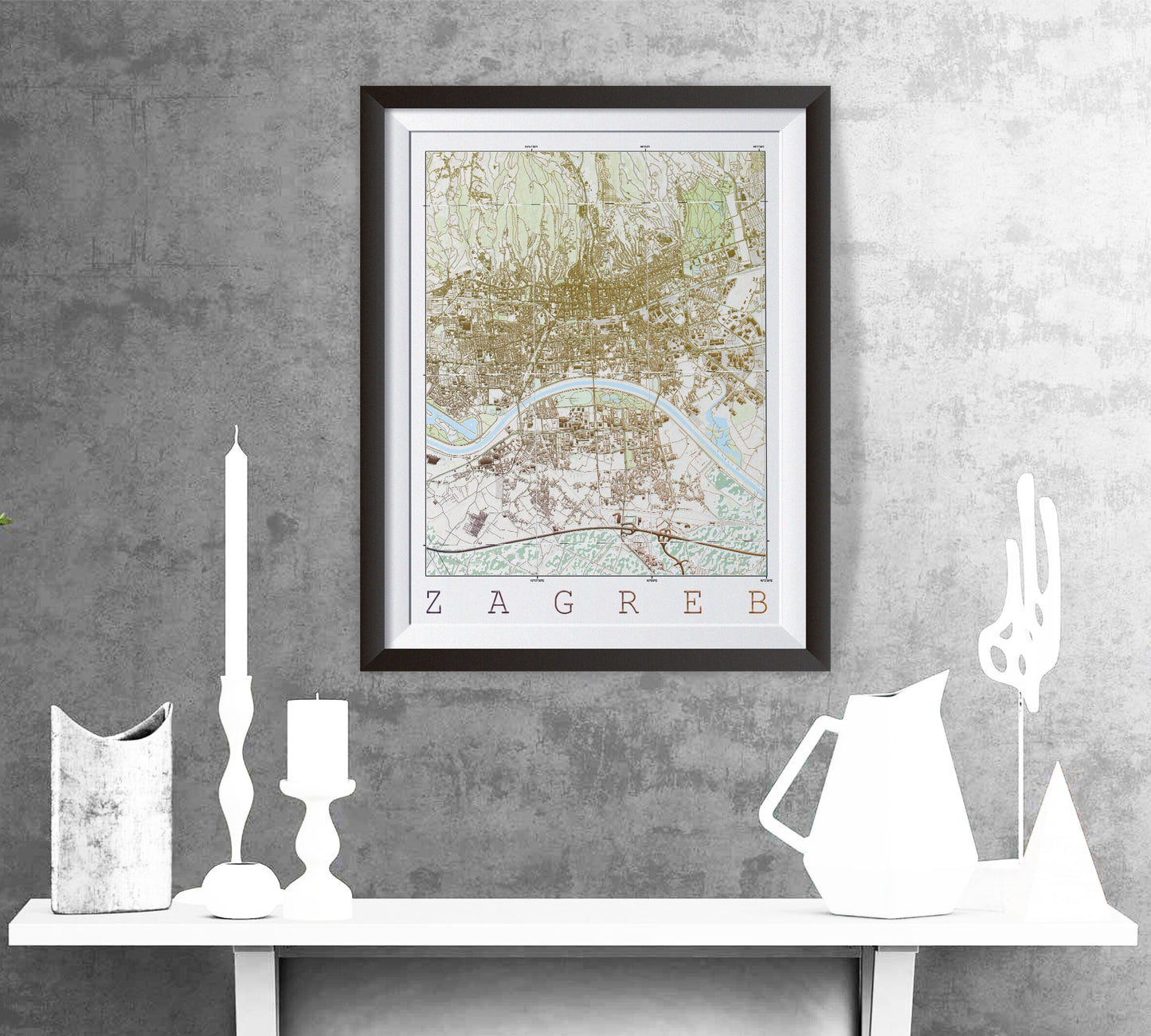 VINTAGE Map of Zagreb, Croatia - Hrvatska - Croatia - Home Decor - Wall decor - Office map - Travel map - Print map - Poster city map