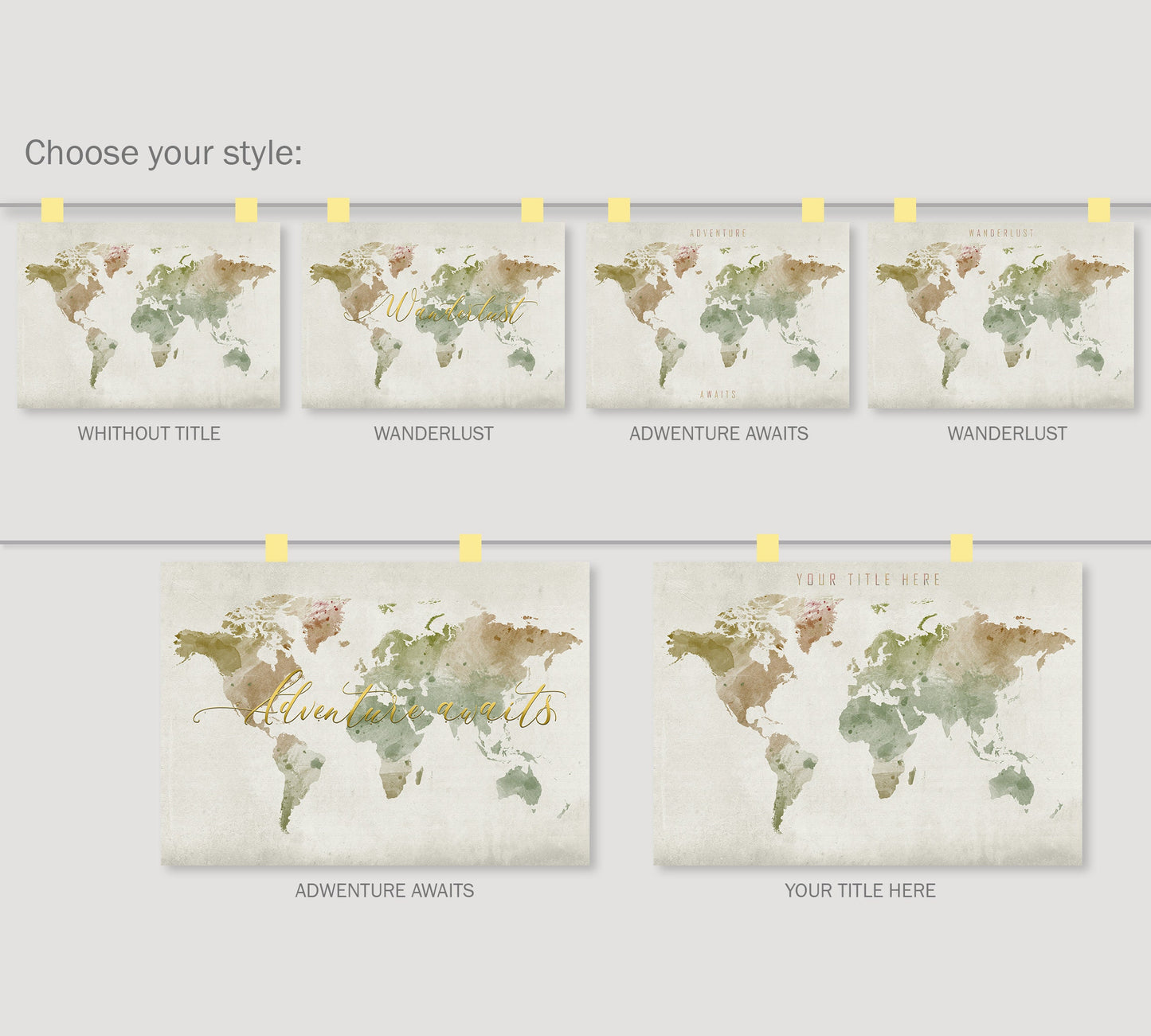 World map - World map print - World map art - World map watercolor - World map pastel - Map gift decor - home decor GGmap - World map