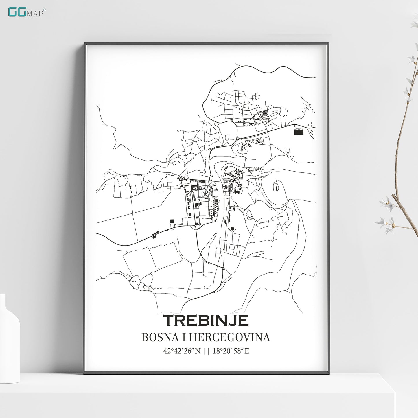 a black and white poster of a city map