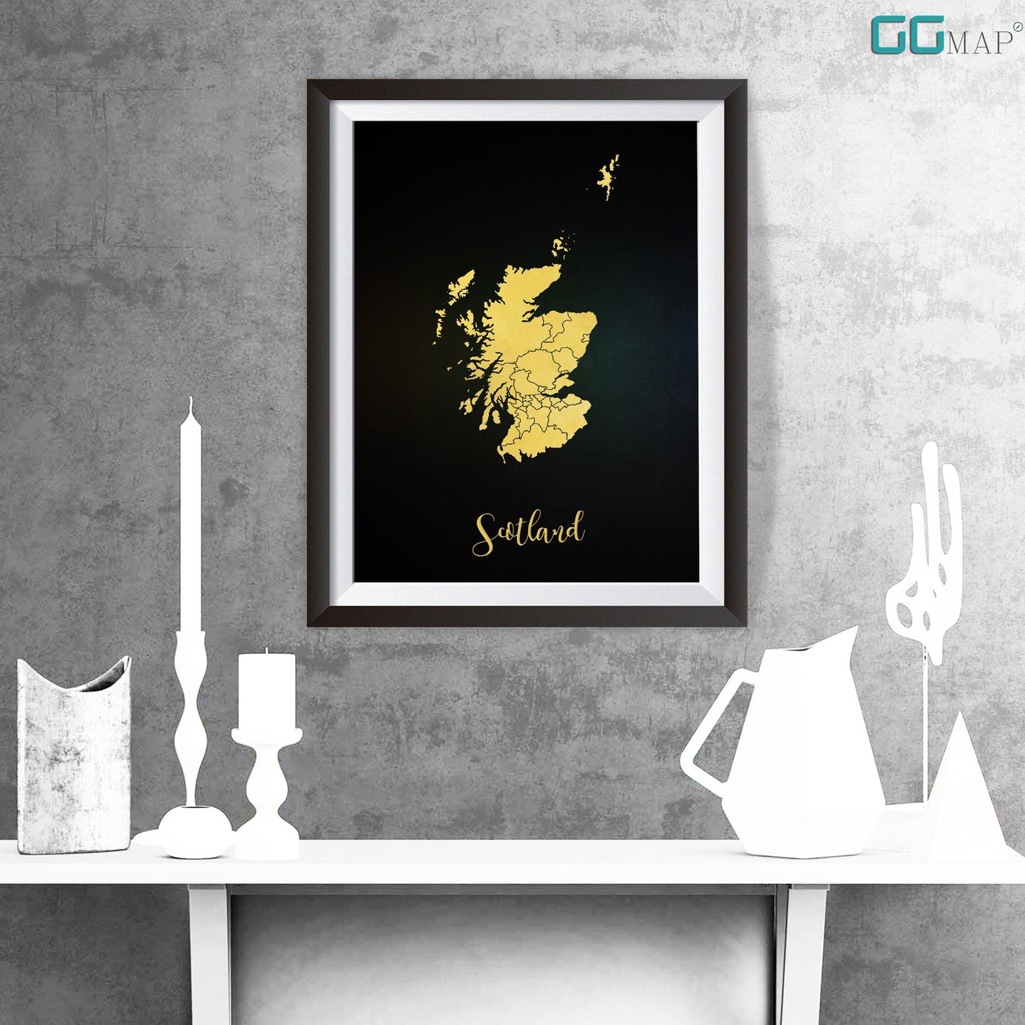 SCOTLAND map - Scotland gold map - Travel poster - Home Decor - Wall decor - Office map - Scotland gift - GeoGIS studio