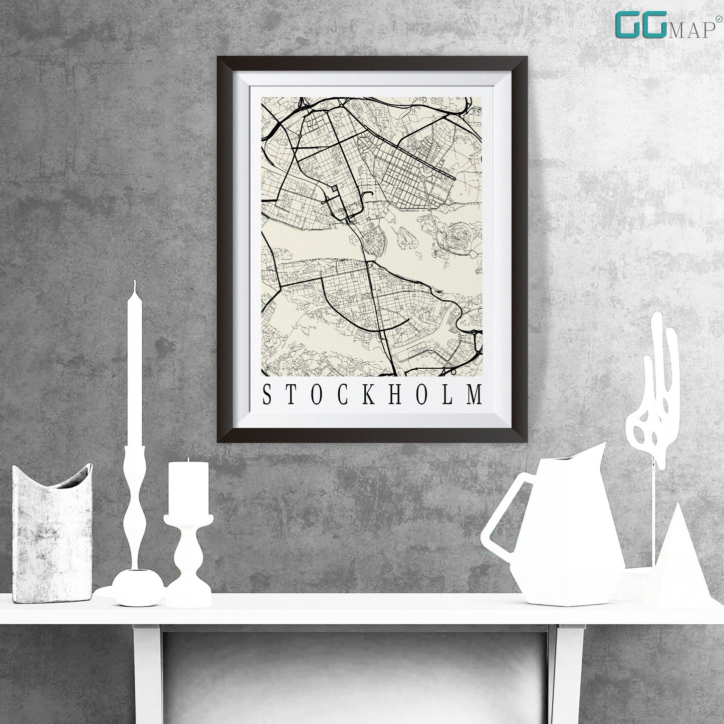 City map of STOCKHOLM - Home Decor - Wall decor - Office map - Travel map - Print map - Poster city map - Stockholm map