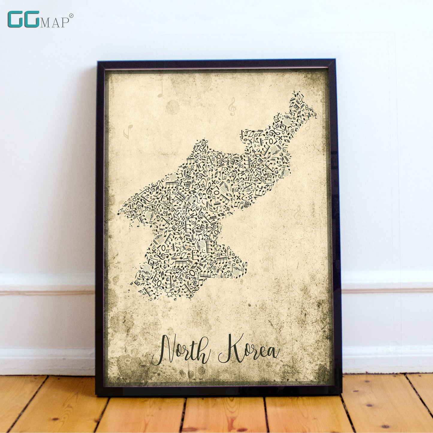NORTH KOREA map - North Korea Music map - Travel poster - Wall decor - Office map - North Korea gift - GGmap- North Korea poster