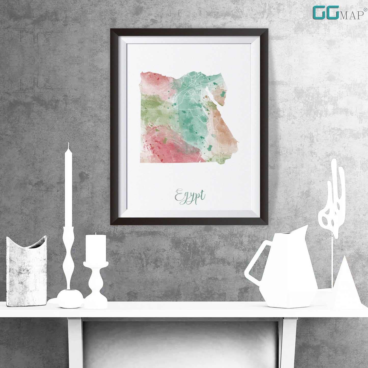 EGYPT map - Egypt watercolor map - Travel poster - Home Decor - Wall decor - Office map - Egypt gift - GeoGIS studio
