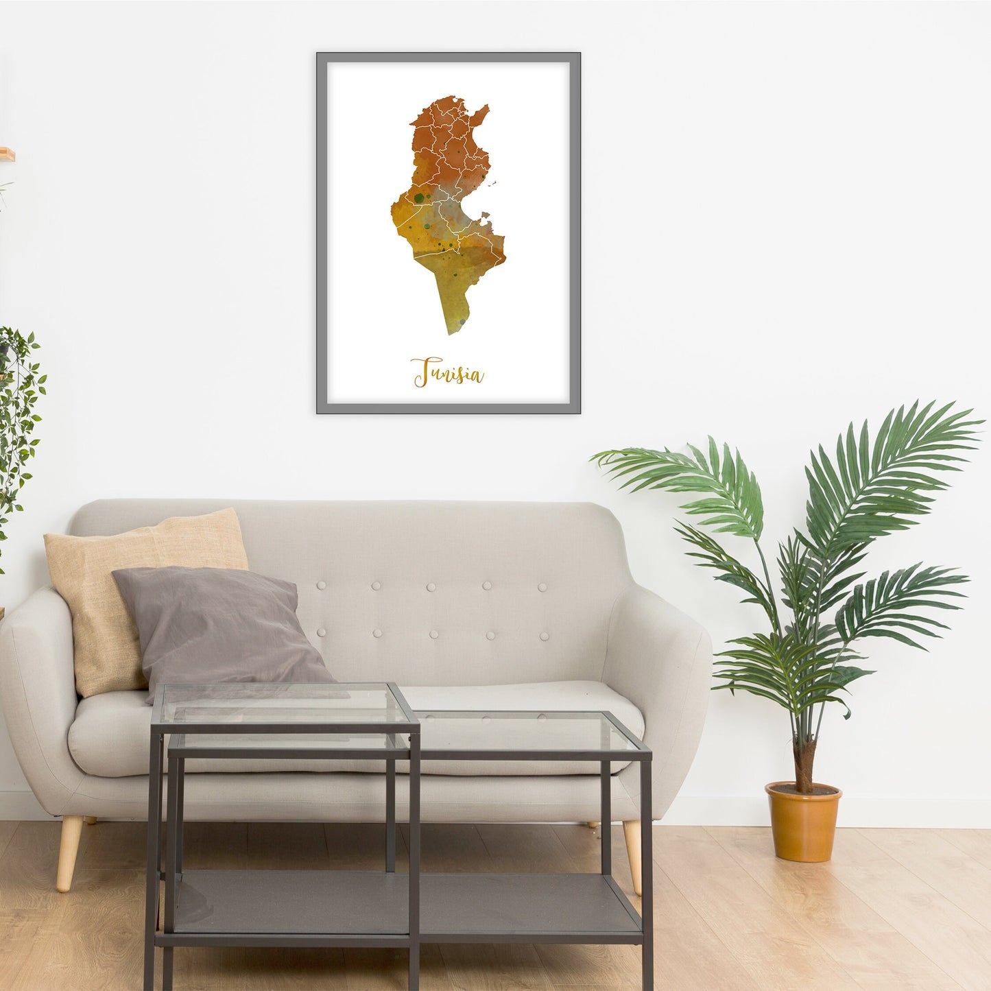 TUNISA map - Tunisia watercolor map - Travel poster - Home Decor - Wall decor - Office map - Tunisia gift - GeoGIS studio