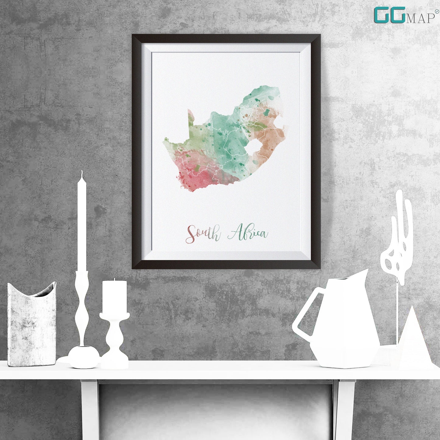 SOUTH AFRICA map - South Africa watercolor map - Travel poster - Home Decor - Wall decor - Office map - South Africa gift - GeoGIS studio