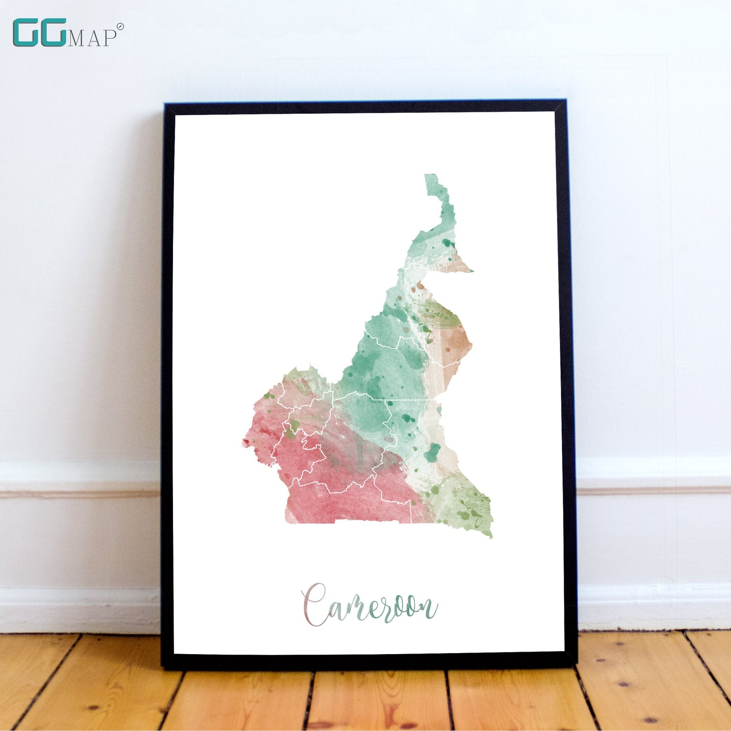 CAMEROON map - Cameroon watercolor map - Travel poster - Home Decor - Wall decor - Office map - Cameroon gift - GeoGIS studio