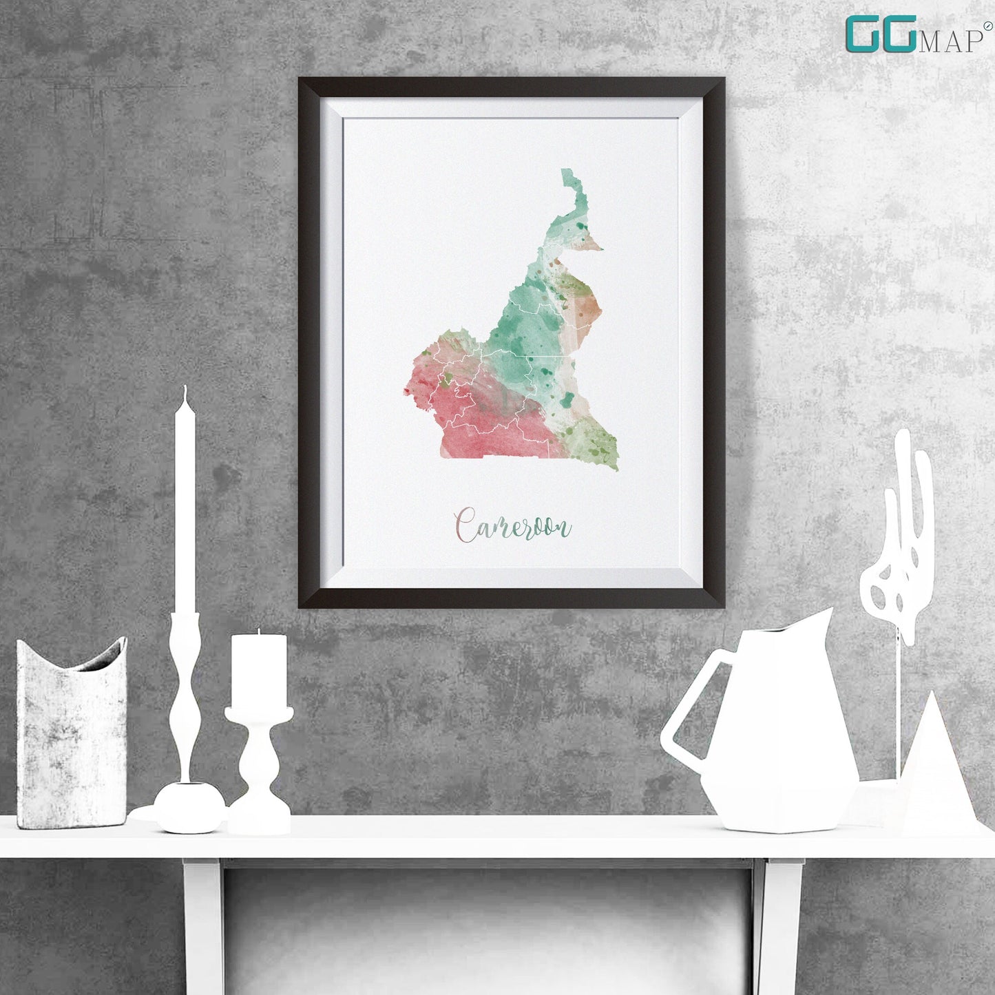 CAMEROON map - Cameroon watercolor map - Travel poster - Home Decor - Wall decor - Office map - Cameroon gift - GeoGIS studio