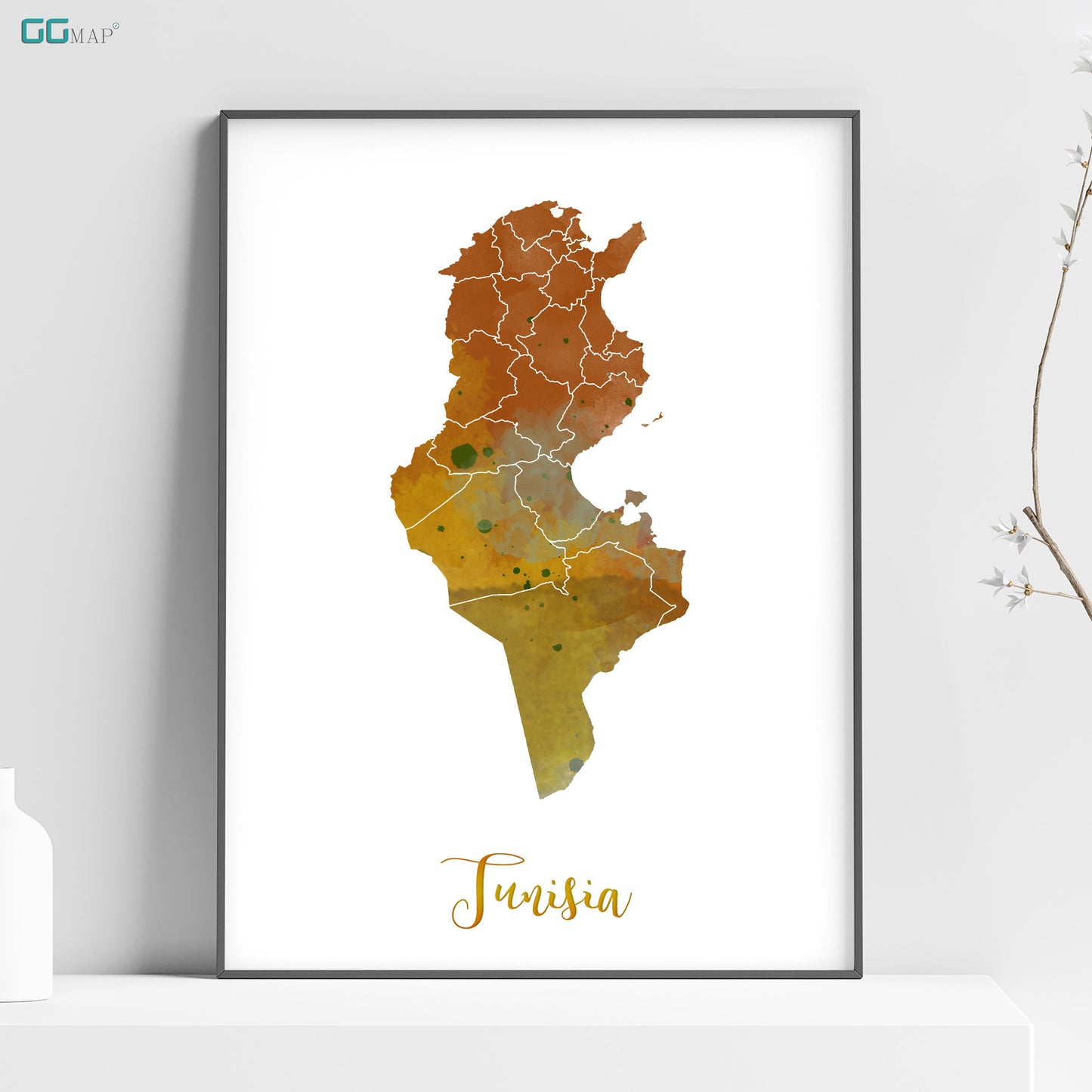 a watercolor map of the country of portugal