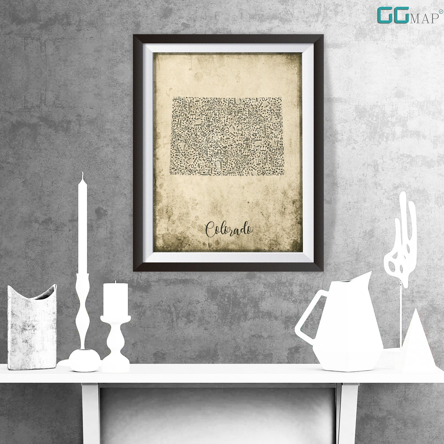 COLORADO map - Colorado Music map - Travel poster - Home Decor - Wall decor - Office map - Colorado gift - GGmap - Colorado poster