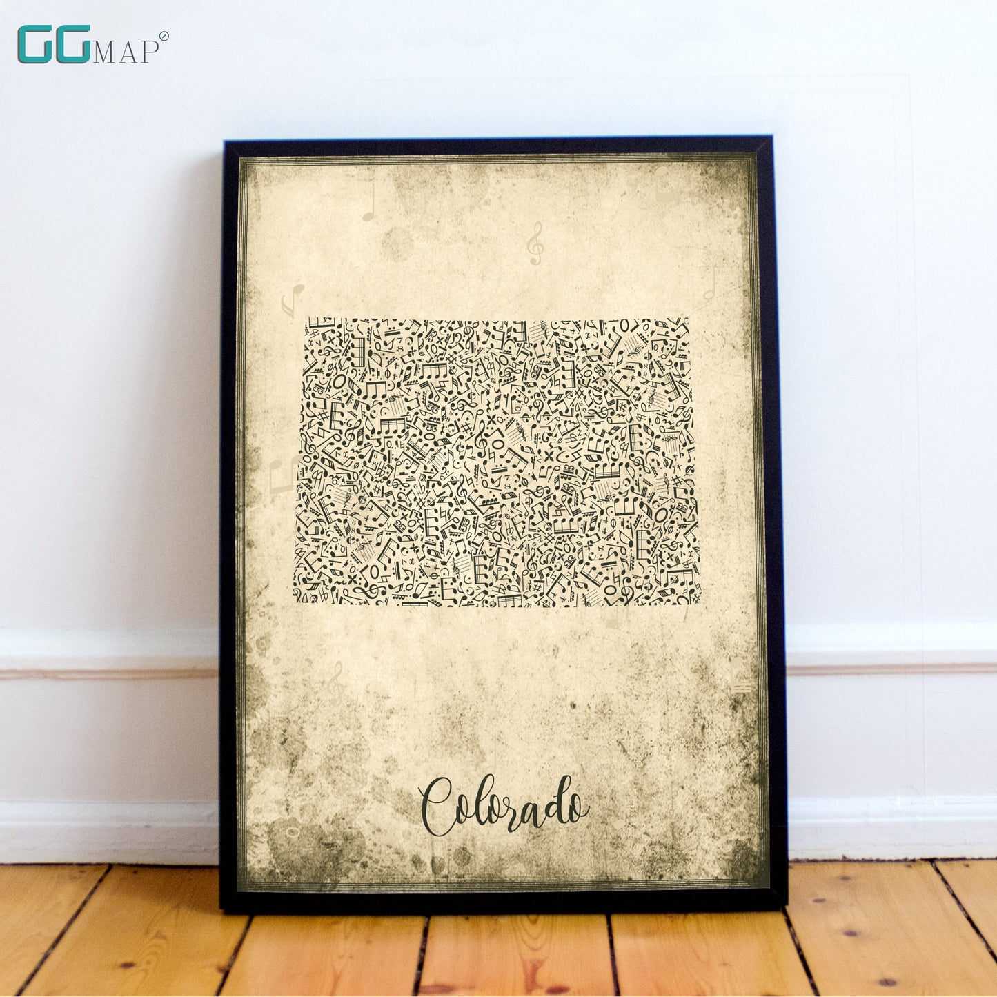 COLORADO map - Colorado Music map - Travel poster - Home Decor - Wall decor - Office map - Colorado gift - GGmap - Colorado poster