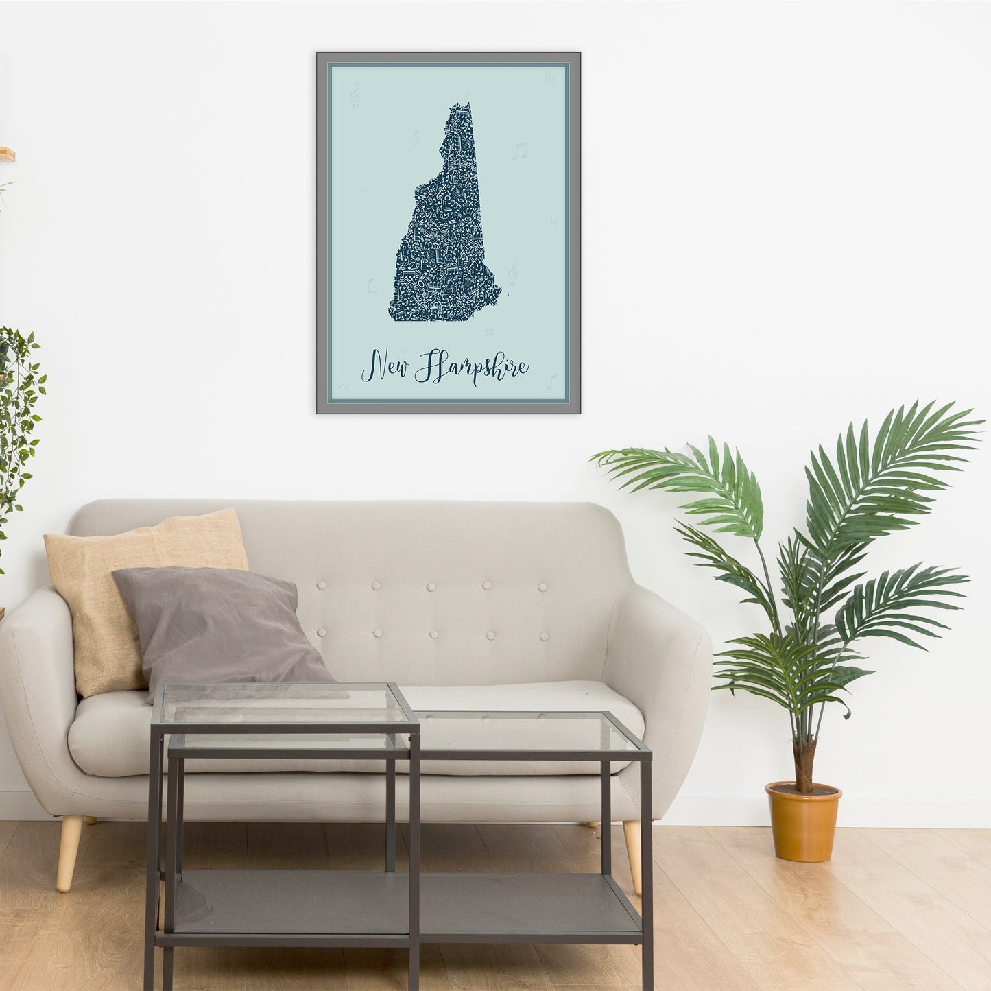 NEW HAMPSHIRE map - New Hampshire Music Blue map - Travel poster - Home Decor - Wall decor - Office map -New Hampshire gift - GGmap