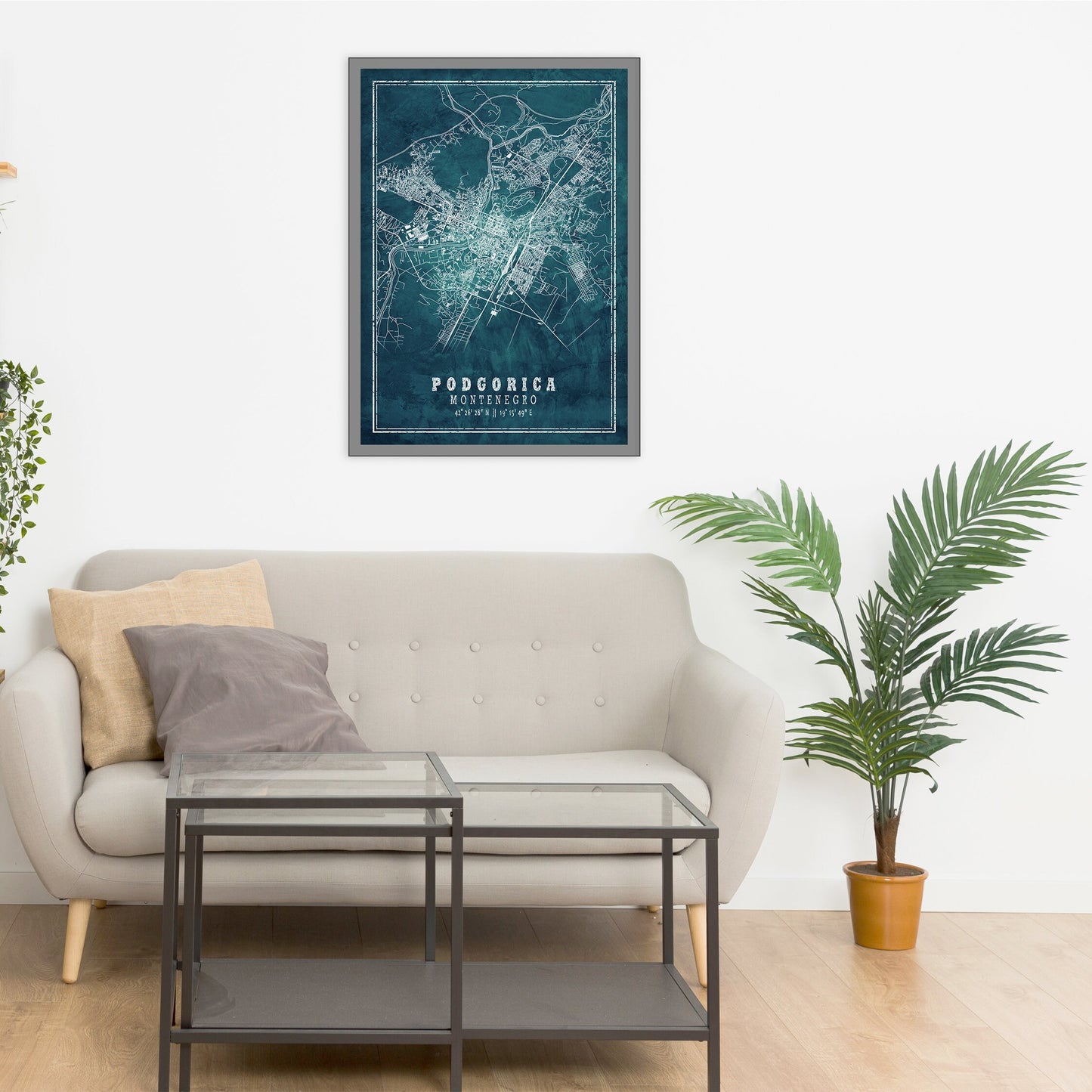 City map of PODGORICA - Home Decor - Wall decor - Office map - Travel map - Print map - Frozen map - Podgorica map - Map art - Montenegro