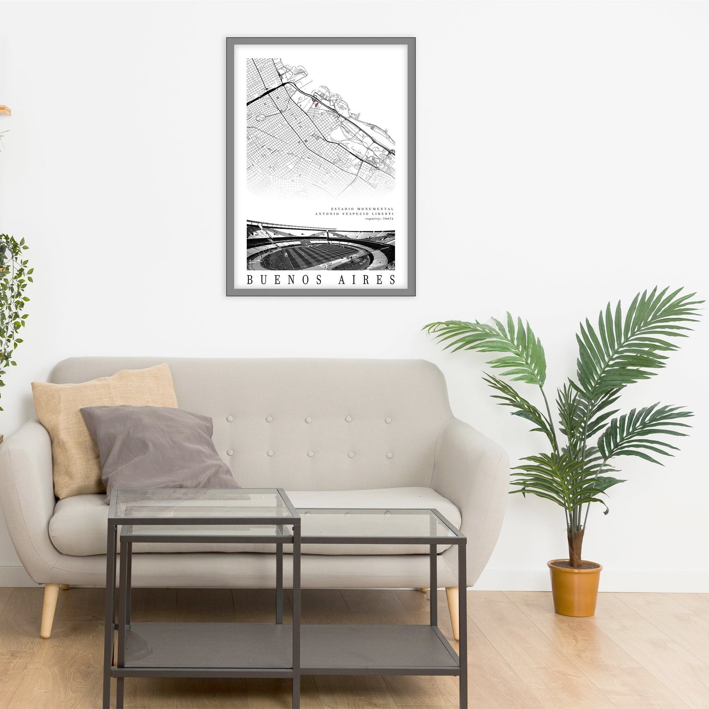 City map of BUENOS AIRES - Estadio Monumental Antonio Vespucio Liberti - Wall decor River Plate - River Plate poster