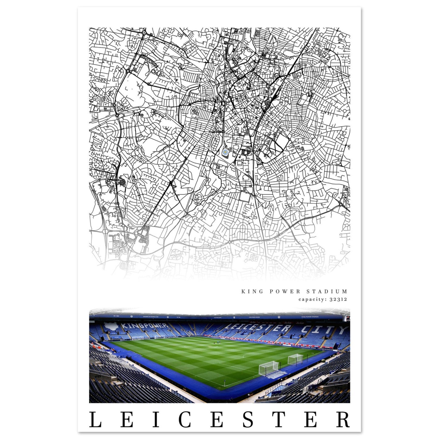 Map of Leicester - King Power Stadium