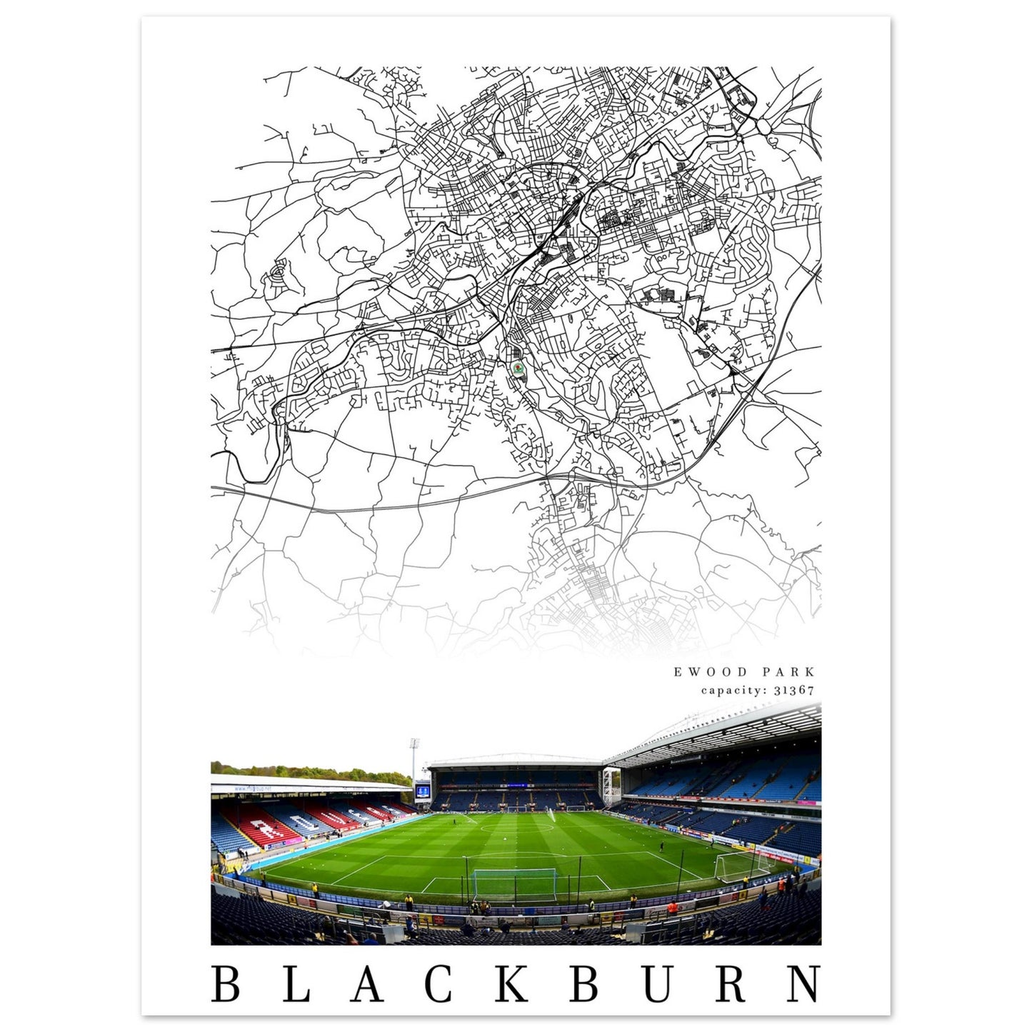 City map of Blackburn - Ewood Park