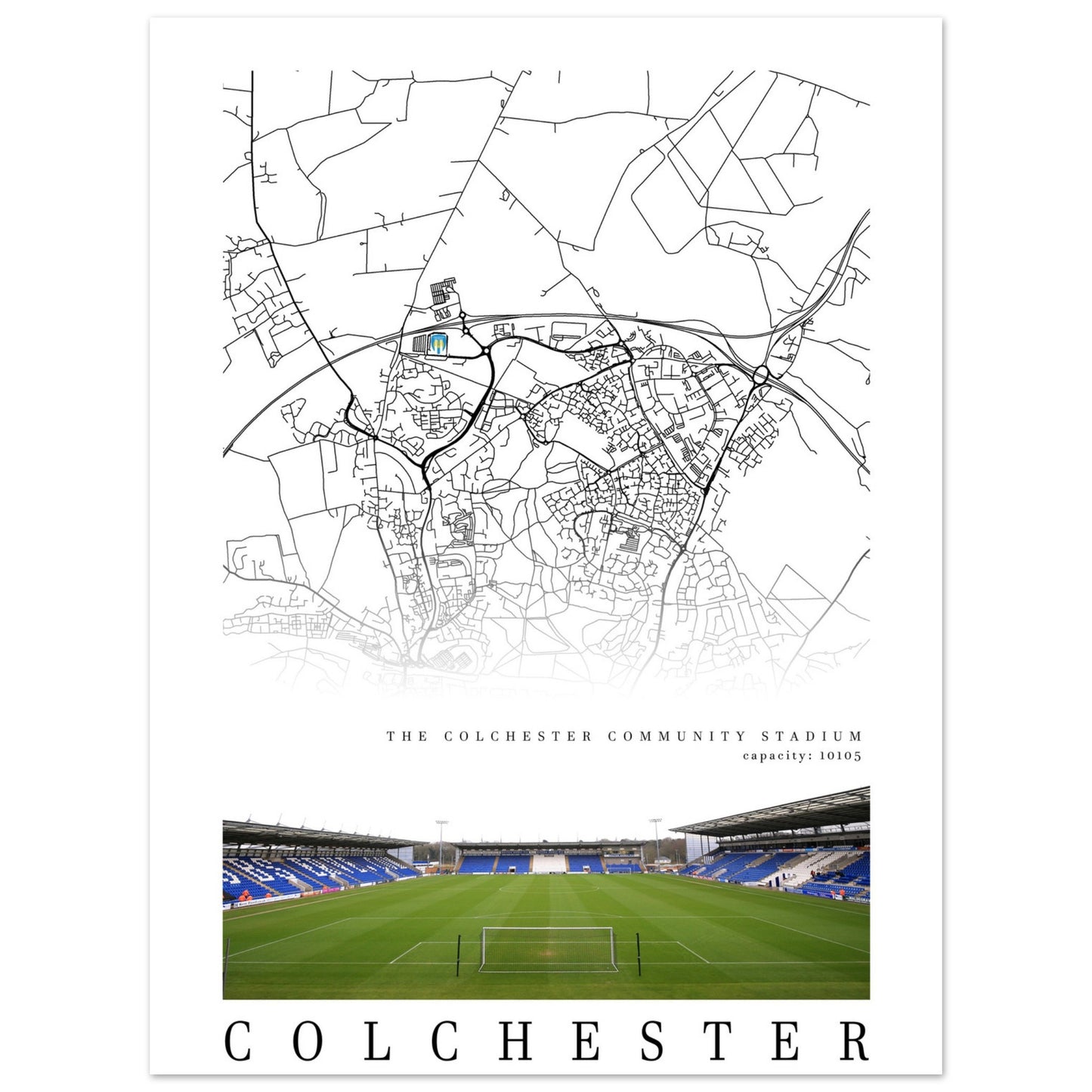 City map of Colchester - Colchester Community Stadium