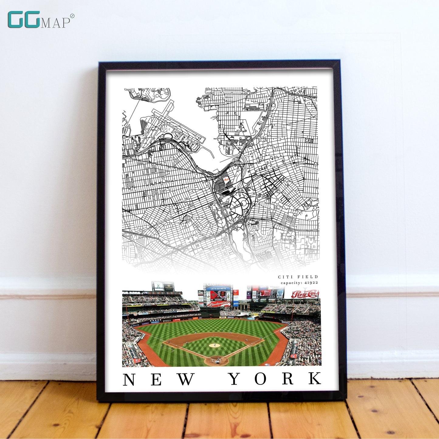 City map of NEW YORK - Citi Field - Home Decor New York - Citi Field wall decor - NEW YORK METS