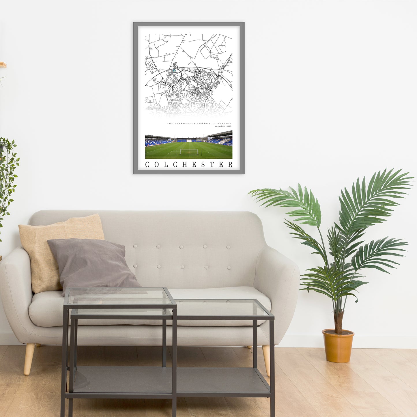 City map of Colchester - Colchester Community Stadium -  Wall decor - Colchester gift - Print map