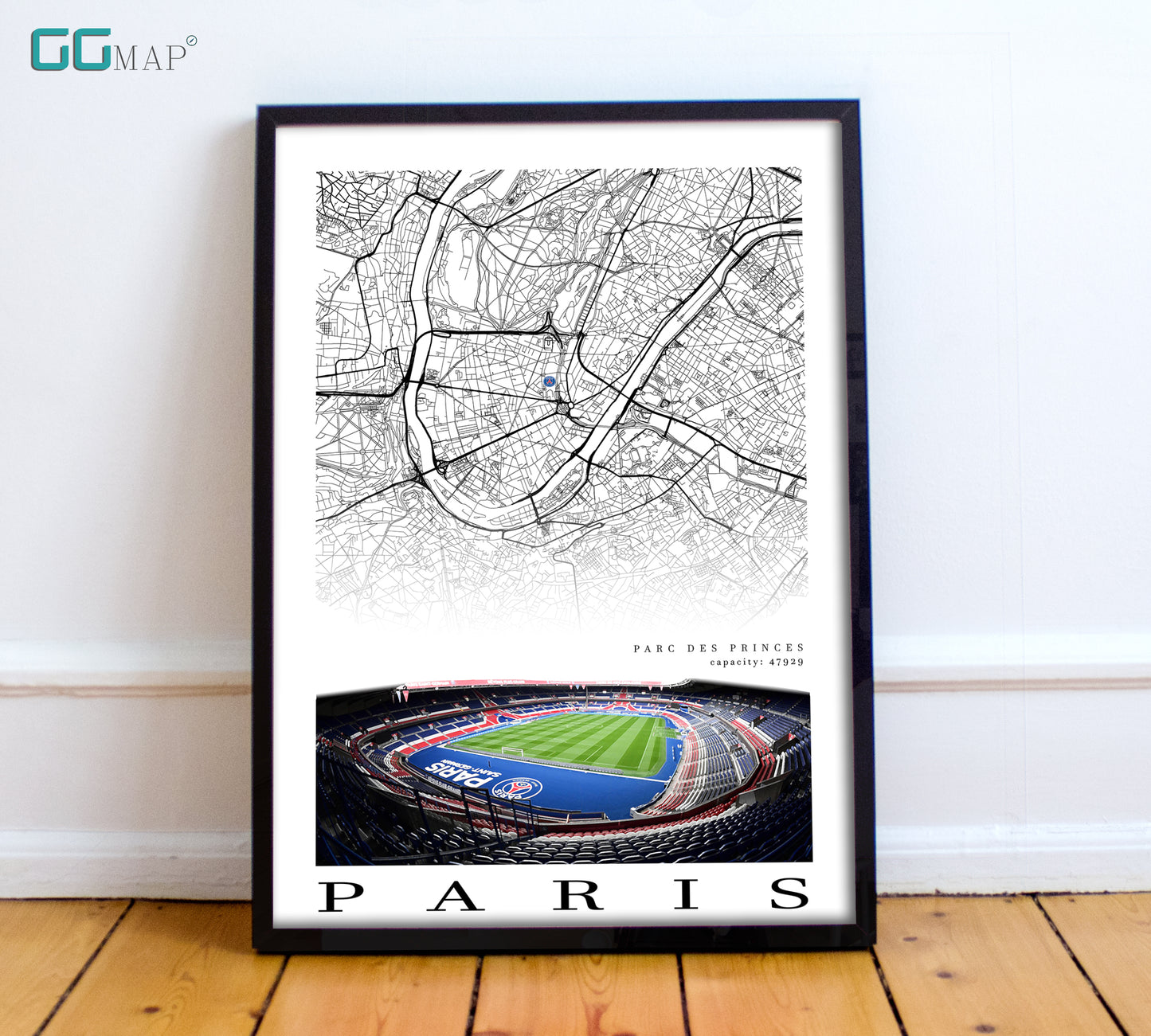 Map of Paris - Parc des princes - Paris Saint - Germain FC