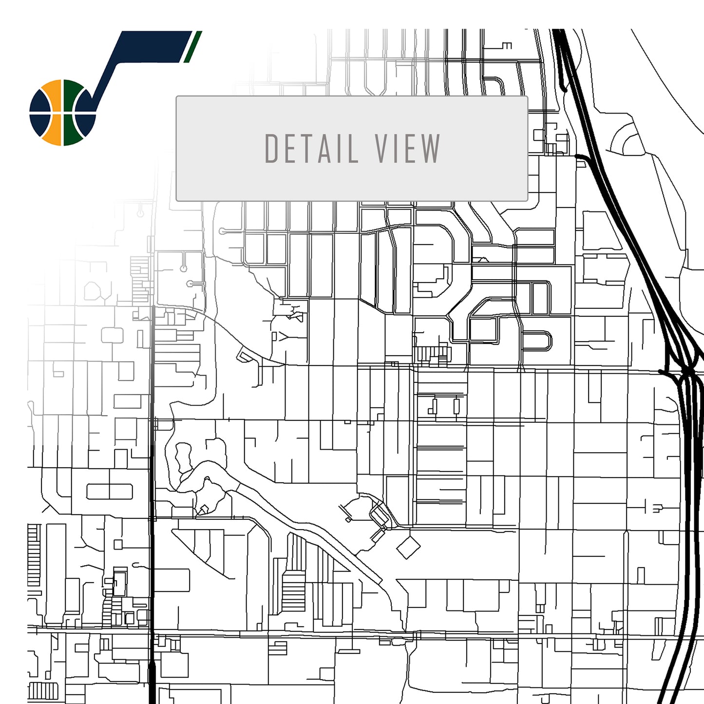City map of Utah - Vivint Arena poster - Utah Jazz