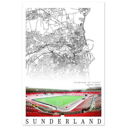 Map of Sunderland- Stadium Of Light
