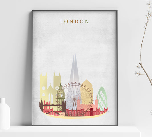 a picture of london with a ferris wheel in the background