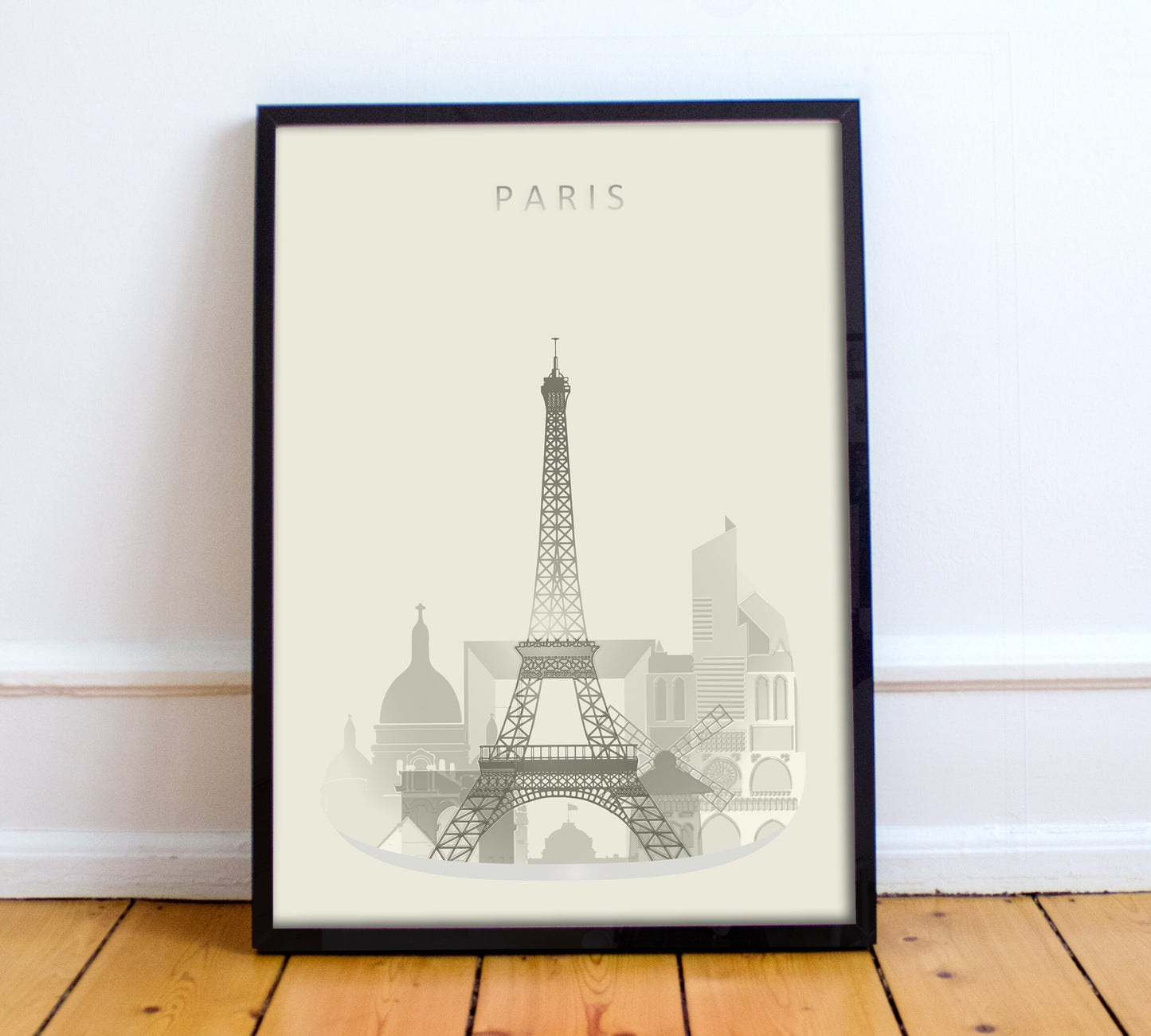 PARIS Skyline art - Grey - PARIS poster - Paris skyline - Paris gift - Paris watercolor print - Paris wall art - Paris travel poster