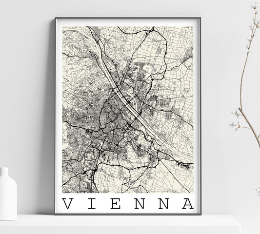 a black and white map of vienna, germany