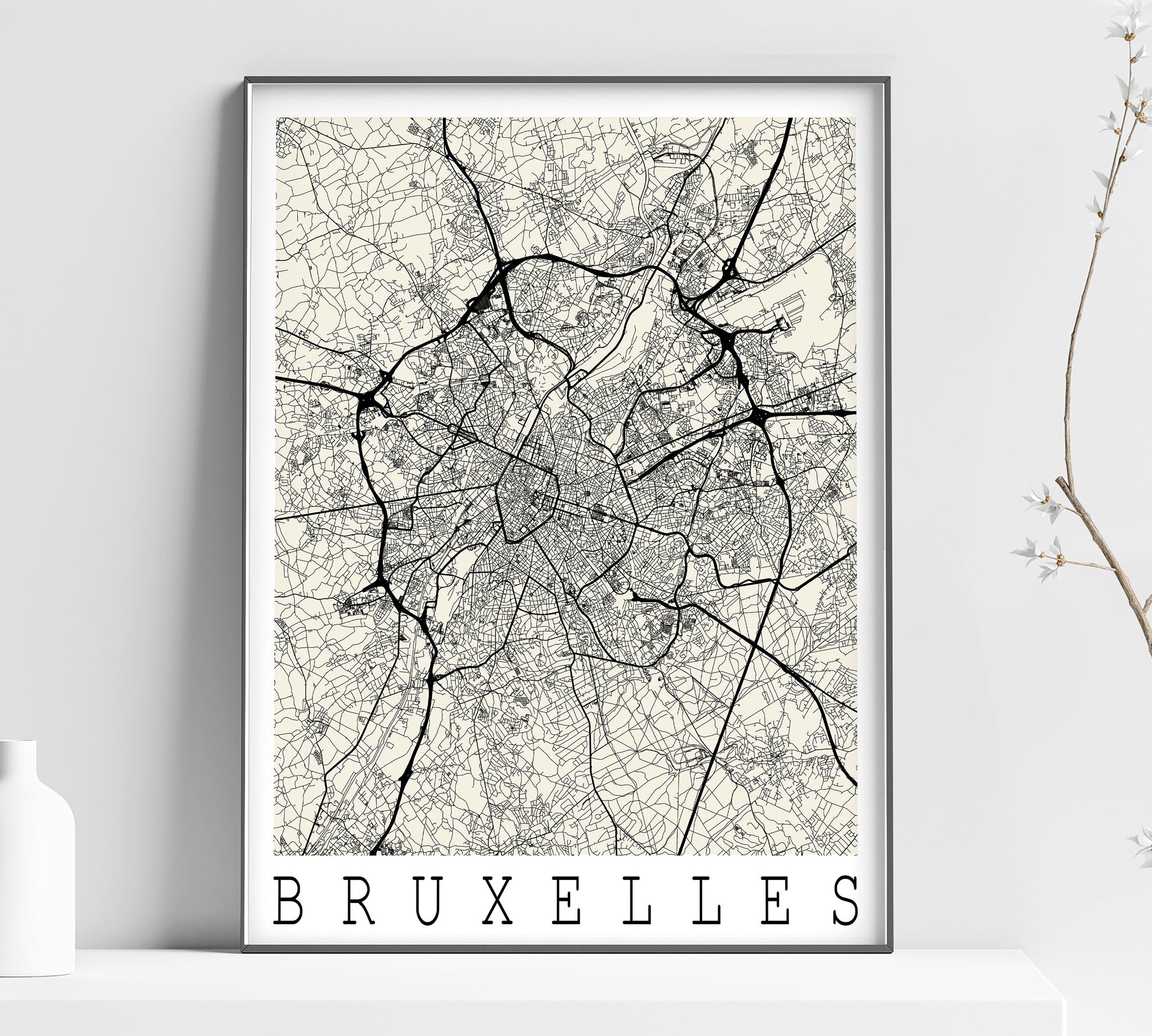 a black and white map of brussels