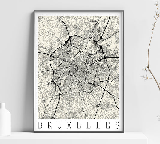 a black and white map of brussels