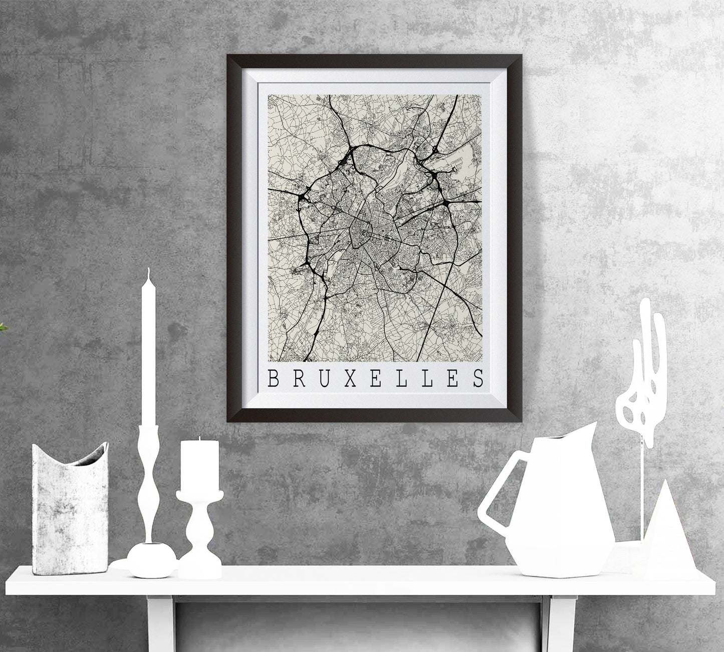 Map of BRUSSELS , Bruxelles, Belguim - Home Decor - Wall decor - Office map - Travel map - Print map - Poster city map - Office decor