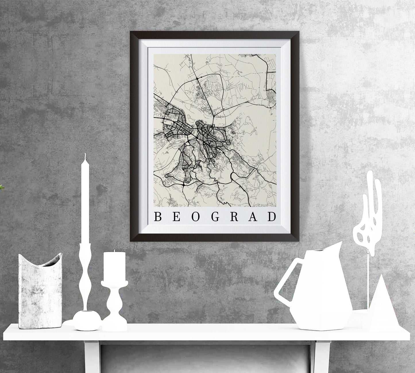 City map of BELGRADE - Home Decor - Wall decor - Office map - Travel map - Print map - Poster city map - BEOGRAD map - map art - Serbia