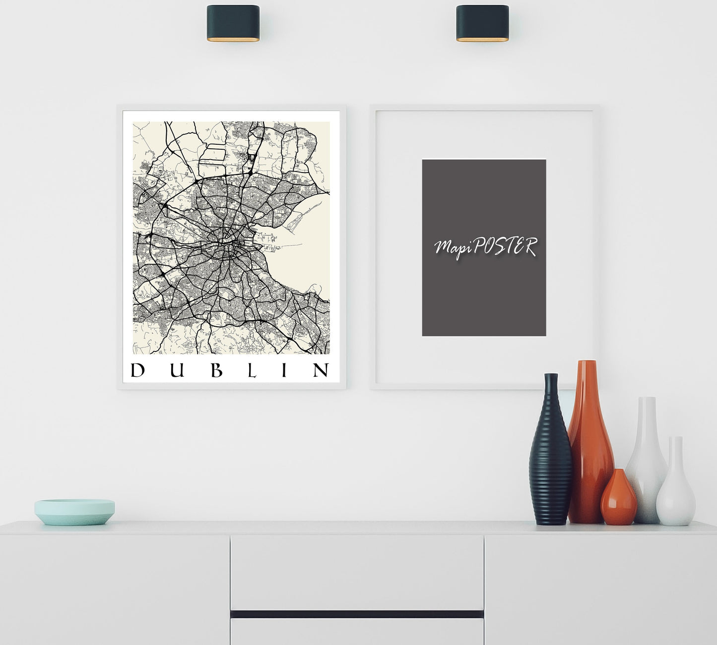 Map of DUBLIN, Ireland - Home Decor - Dublin Wall decor - Dublin Office map - Dublin Travel map - Dublin Print map - Dublin Poster city map