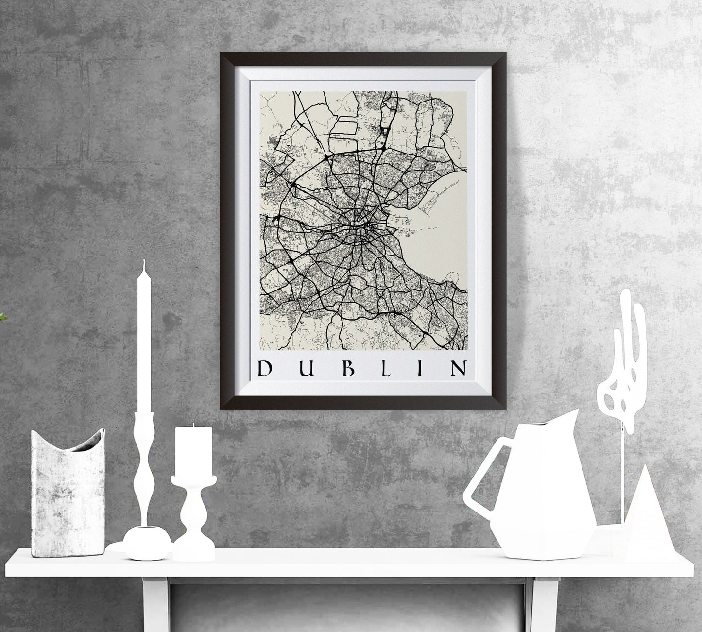 Map of DUBLIN, Ireland - Home Decor - Dublin Wall decor - Dublin Office map - Dublin Travel map - Dublin Print map - Dublin Poster city map