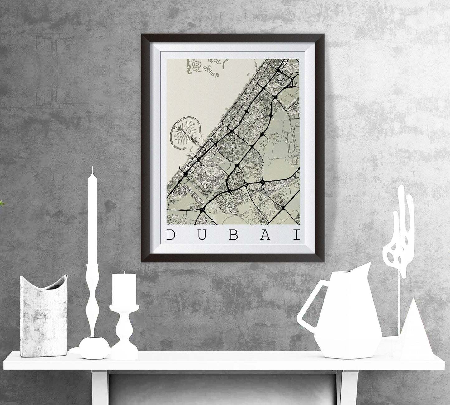 Map of Dubai, UAE - Home Decor - Wall decor - Office map - Travel map - Dubai city - Print map - Poster city map - Office decor