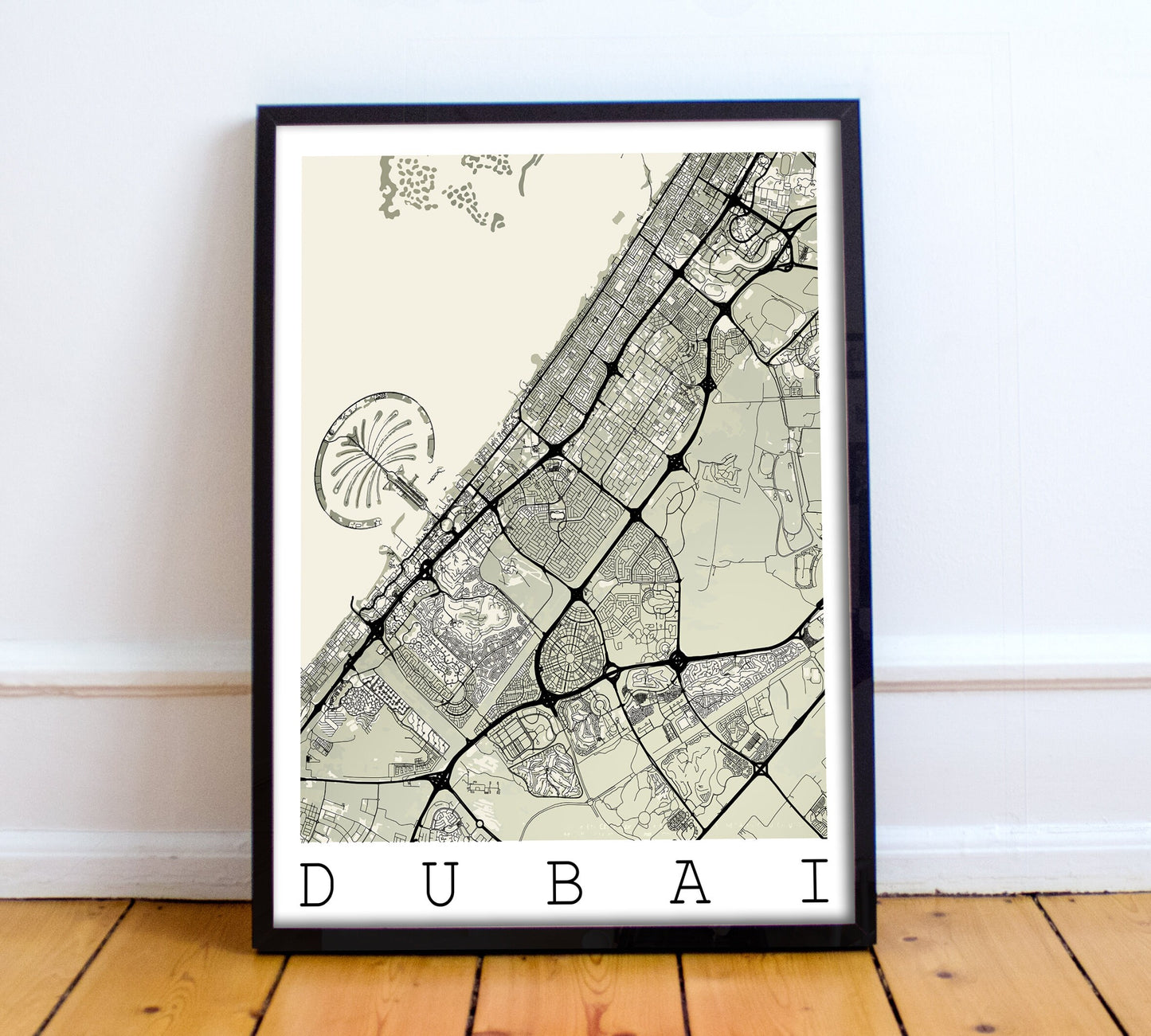 Map of Dubai, UAE - Home Decor - Wall decor - Office map - Travel map - Dubai city - Print map - Poster city map - Office decor