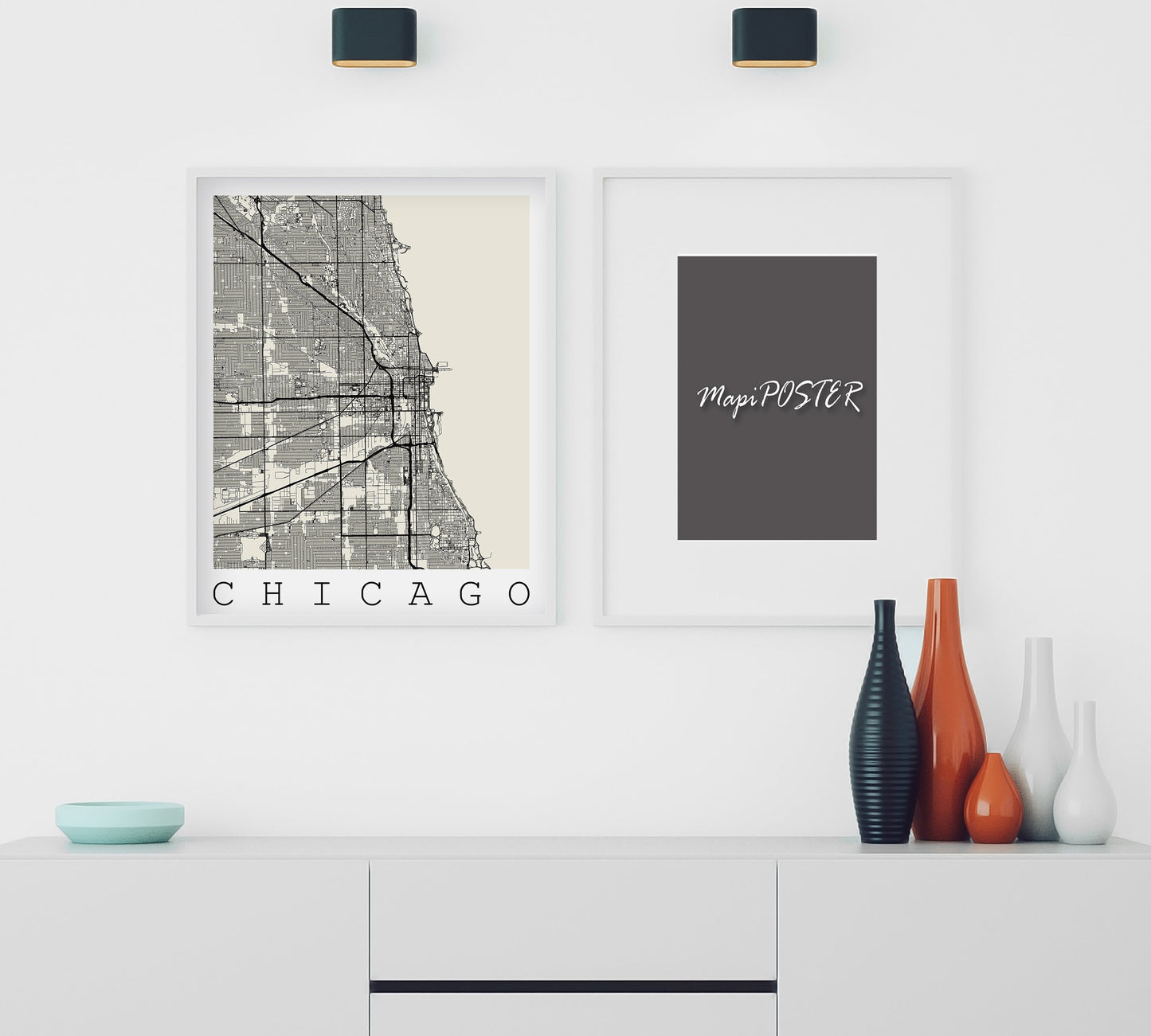 Map of CHICAGO, USA - America- Home Decor - Wall decor - Office map - Travel map - Chicago city - Print map - Poster city map - Office decor