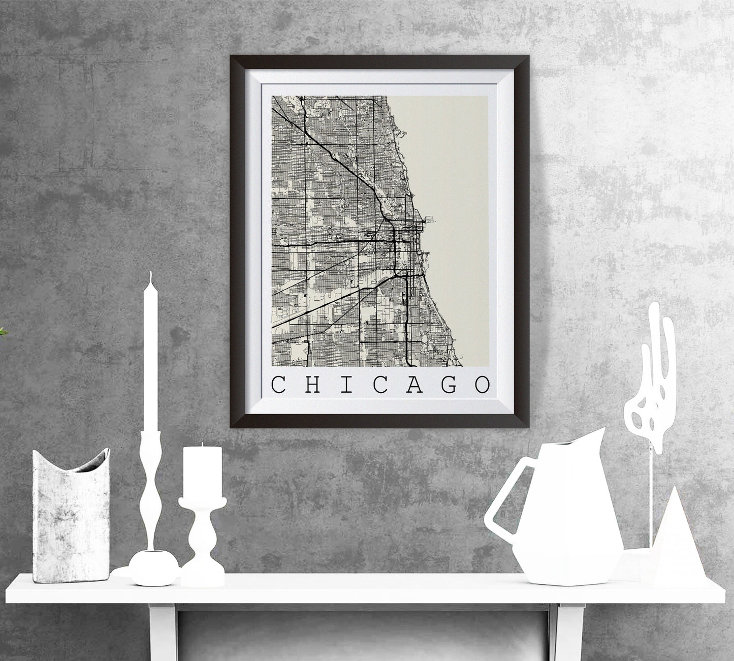 Map of CHICAGO, USA - America- Home Decor - Wall decor - Office map - Travel map - Chicago city - Print map - Poster city map - Office decor