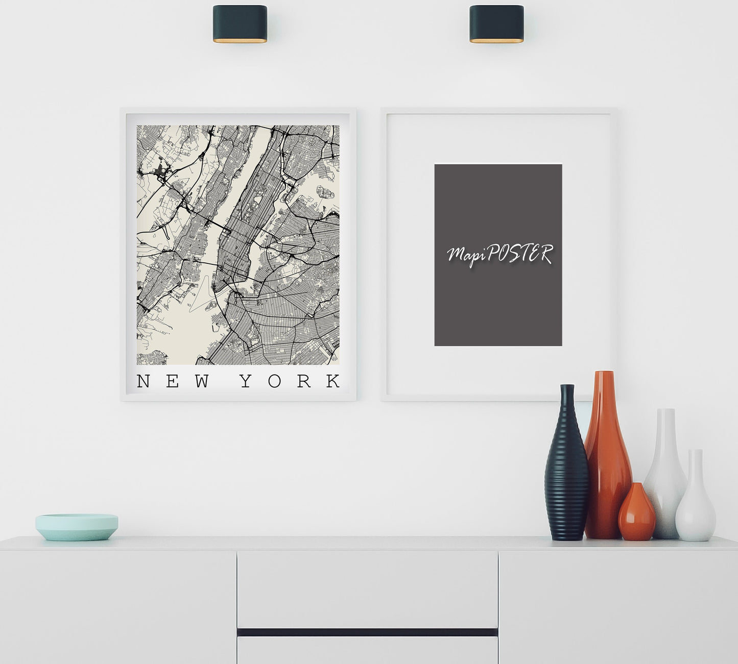 Map of NEW YORK, USA - America - Home Decor - Wall decor - Office map - Travel map - Print map - Poster city map - Office decor