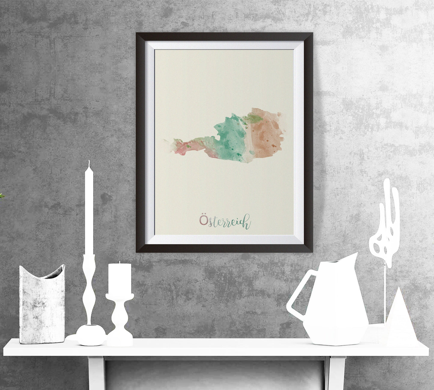 Austria art print - Österreich map - Österreich map - Austira map -Österreich map - Watercolor print - Home decor - GeoGIS studio map