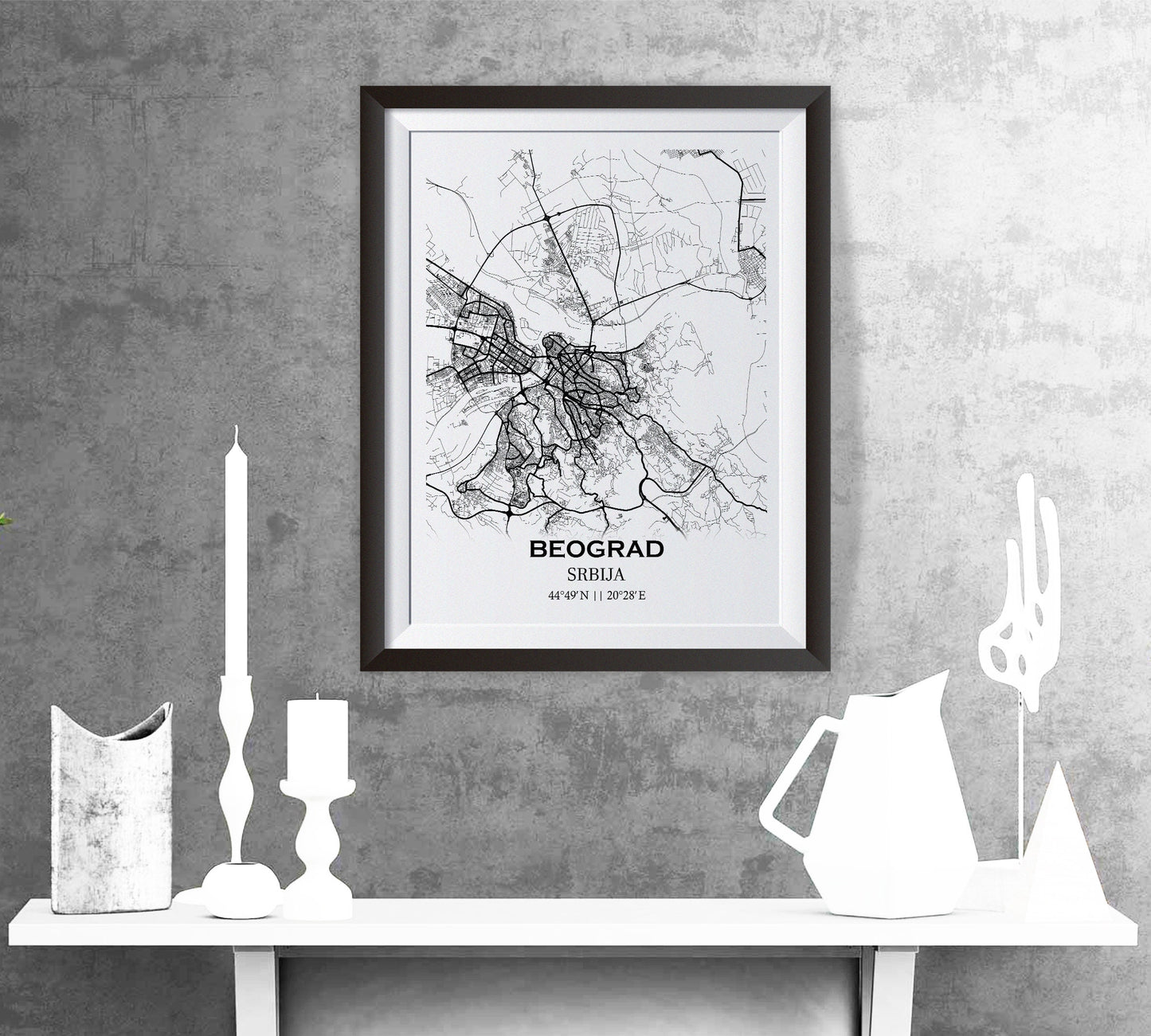 City map of BELGRADE - Home Decor - Wall decor - Office map - Travel map - Print map - Poster city map - BEOGRAD map - map art - Serbia