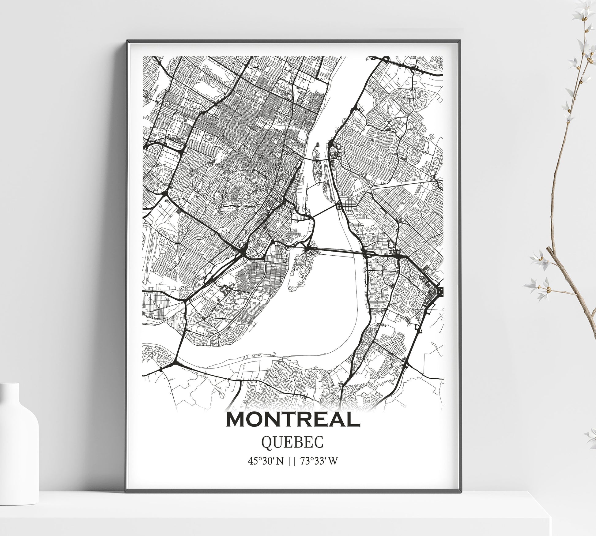 a black and white map of the city of montreal