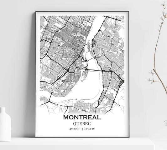 a black and white map of the city of montreal