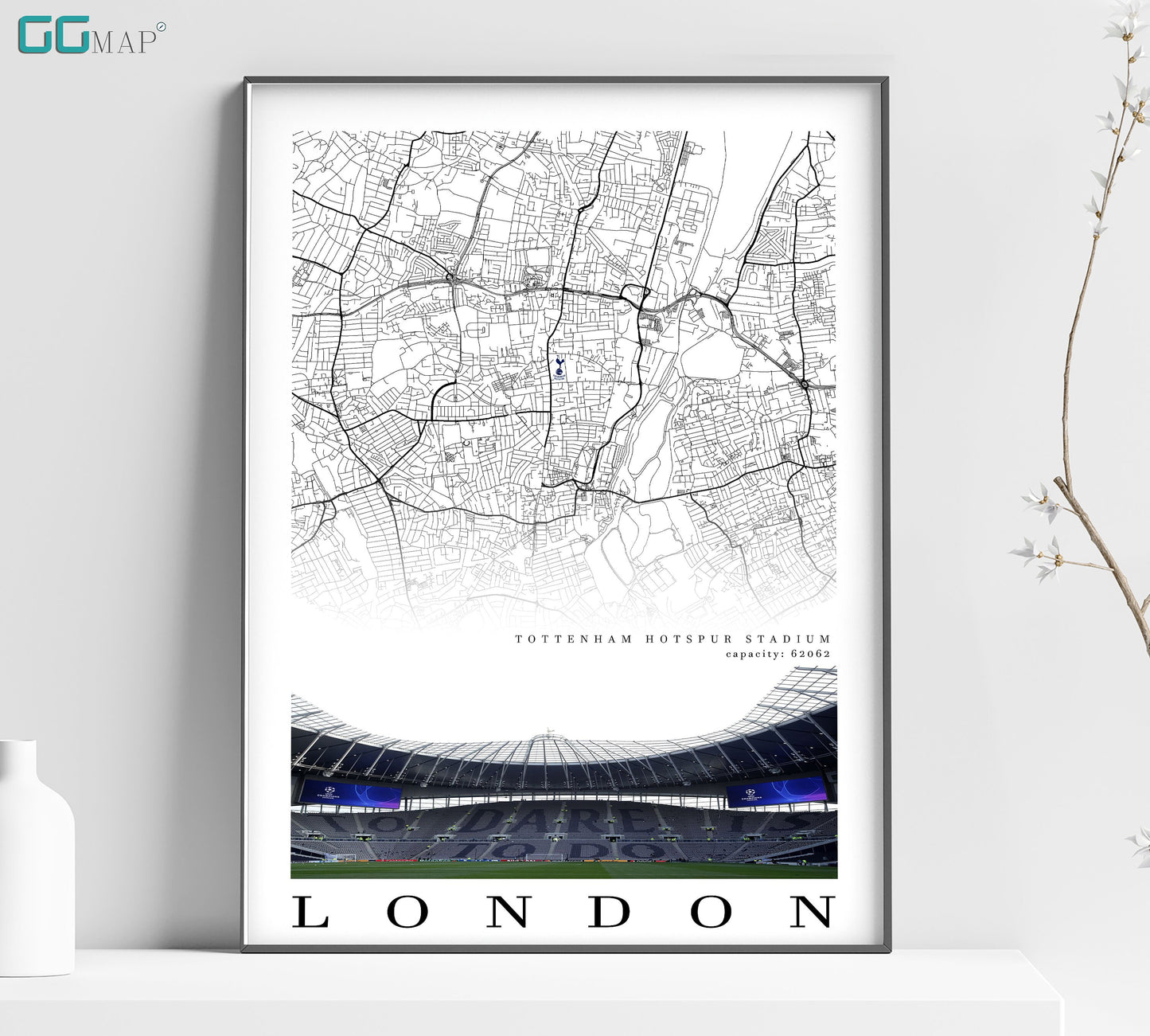 a poster of a stadium with a map of london