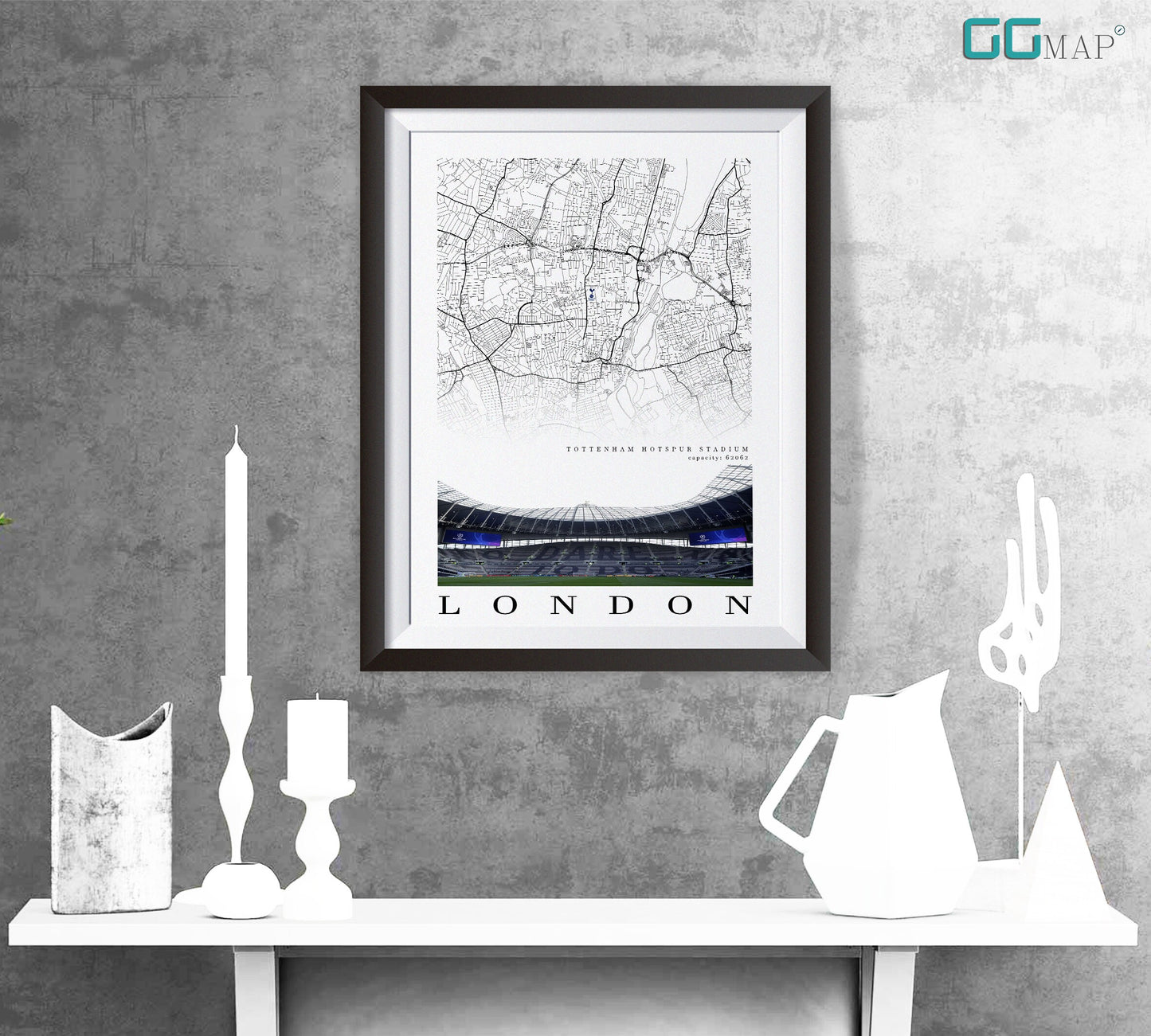 City map of LONDON - Tottenham Hotspur Stadium - Home Decor Tottenham Hotspur - Wall decor - Tottenham Hotspur - Tottenham gift - Print map