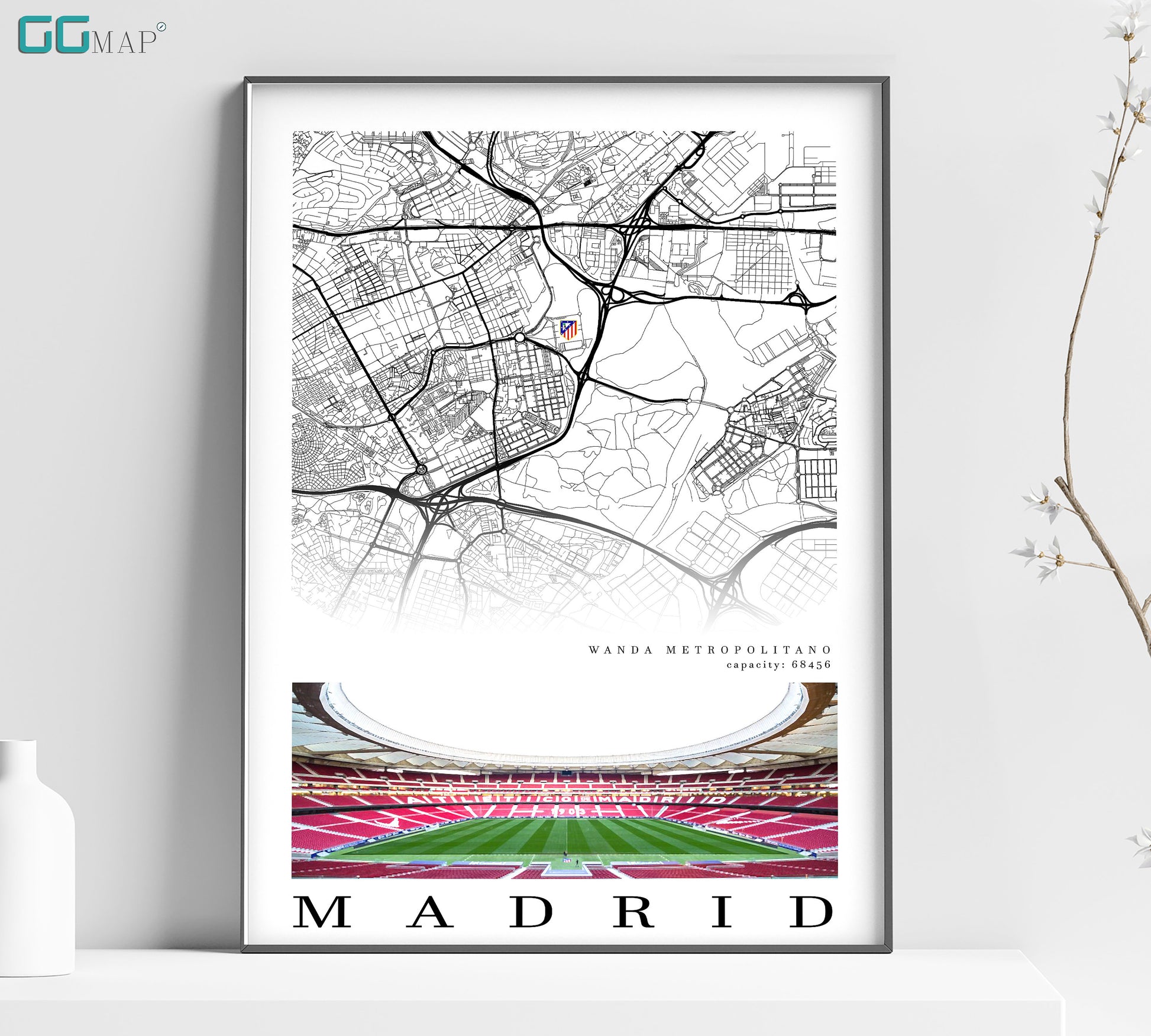 a map of madrid with the names of the stadium