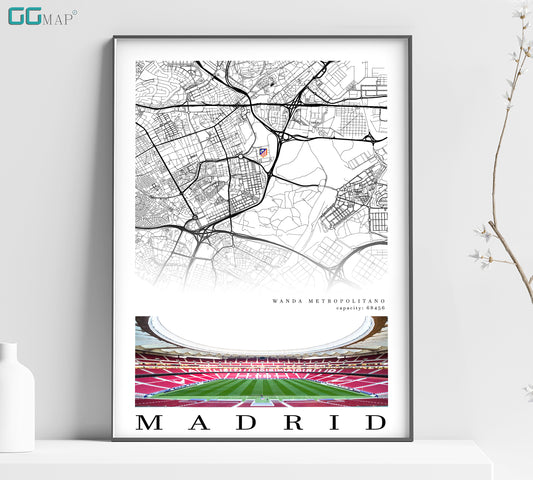 City map of MADRID - Wanda Metropolitano Stadium - Home Decor Wanda Metropolitano - Wanda Metropolitano - Estadio Wanda Metropolitano poster