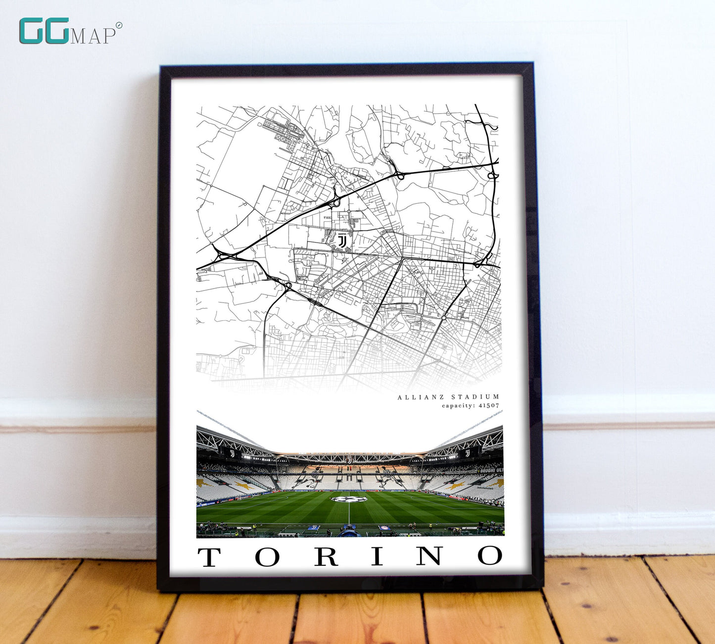 City map of Citt di Torino - FC JUVENTUS - TURIN Stadium - Home Decor Juventus - Allianz arena poster - Allianz stadium - Torino map