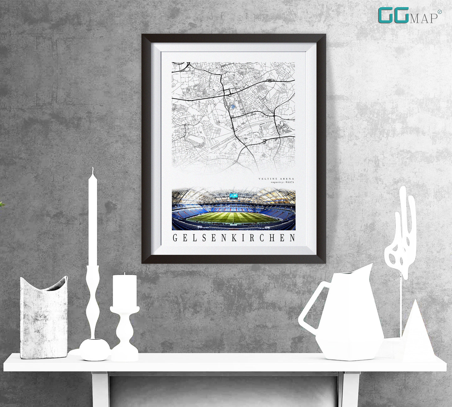 City map of GELSENKIRCHENN - Veltins arena Stadion - Home Decor Veltins arena - Wall decor Veltins arena - Veltins arena gift - Print map